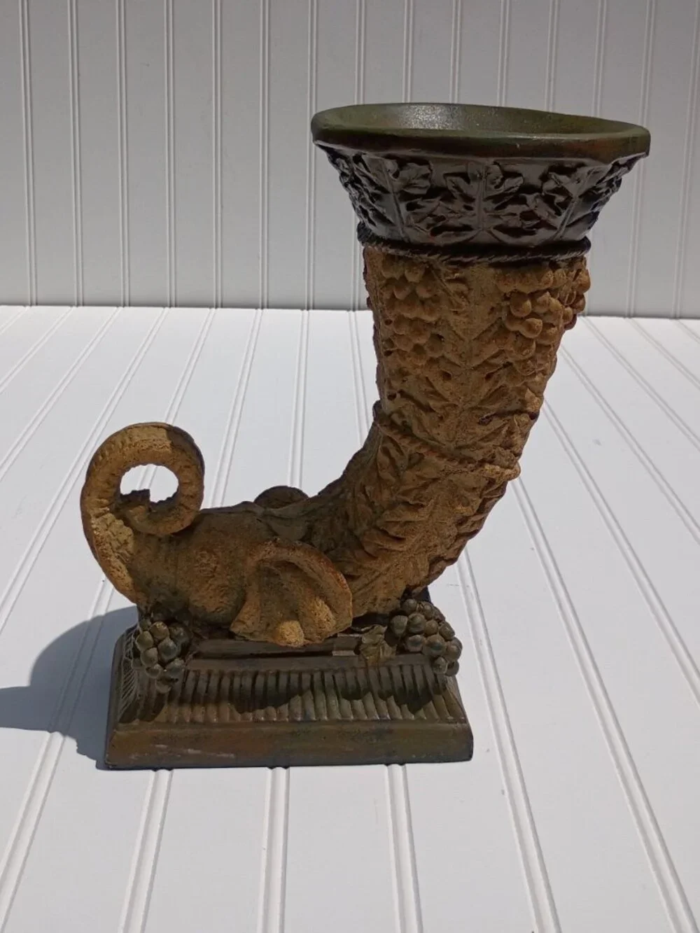 Vintage Cornucopia Elephant Planter Decorative Tabletop Horn of Plenty Vase 11